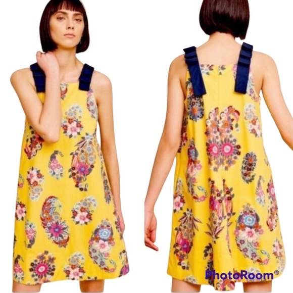 Anthropologie Maeve Sunniva bright yellow tent dress with pockets - Picture 1 of 9